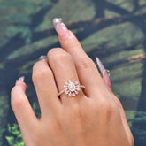 Floral Designed Cluster Ring 1 Carat Oval Cut Vintage Moissanite Ring